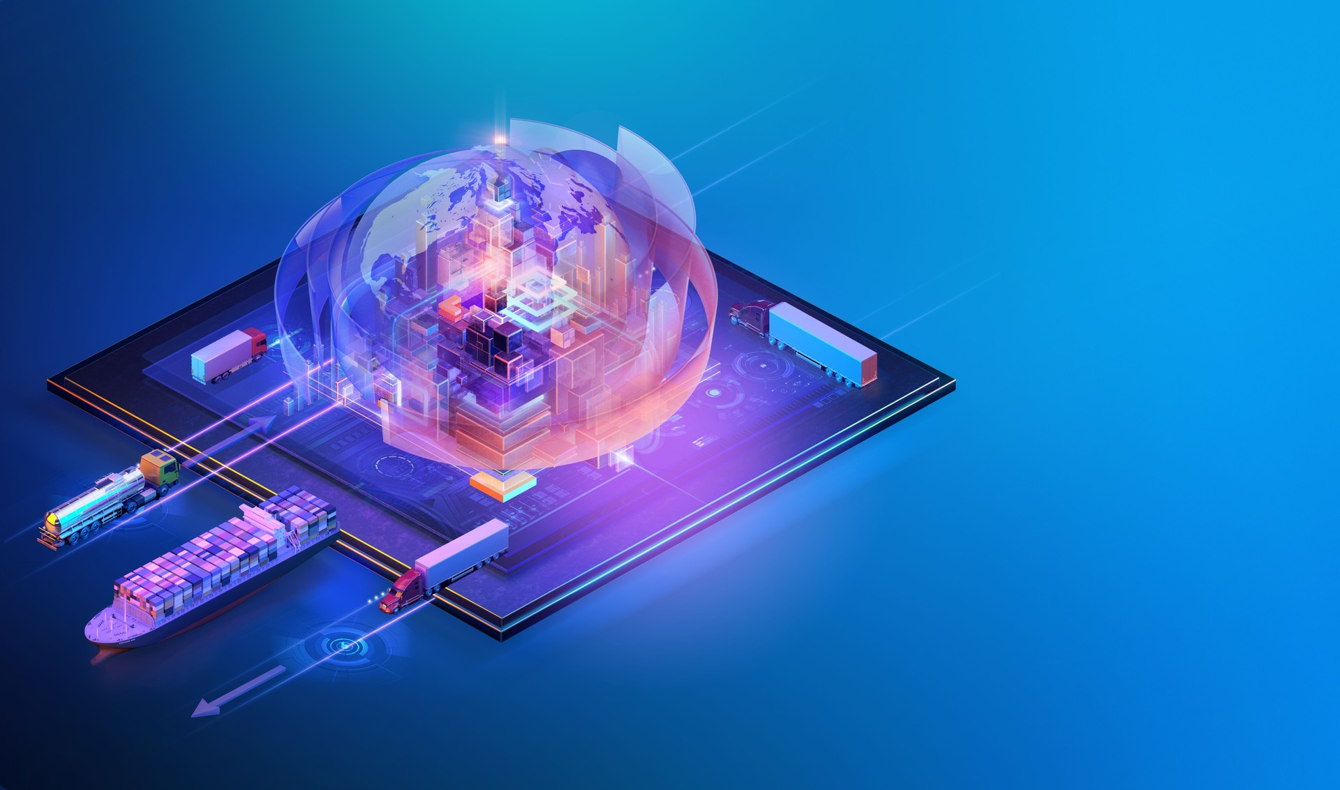 Isometric global logistic website interface background design.